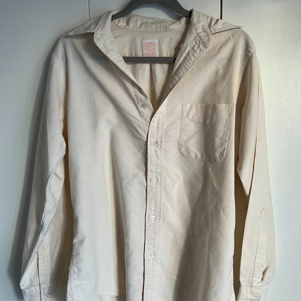 Brooks Brothers Cotton Button-Up Shirt — Cream